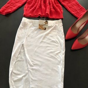 Naked Wardrobe White High Slit Skirt